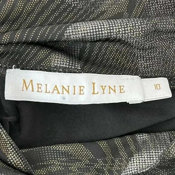 MELANIE LYNE ladies short sleeve turtleneck blouse black/gold 10 - Picture 8 of 9